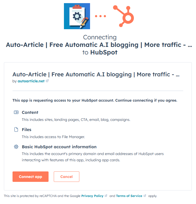 HubSpot permissions screen