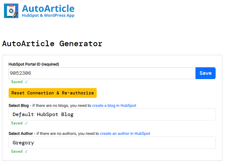 Blog and Author selection dropdowns on AutoArticle.net