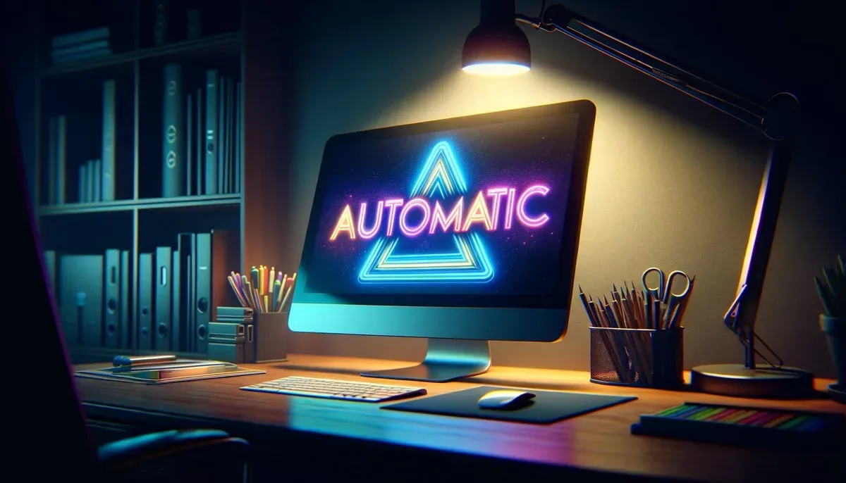 A detailed description of a realistic image relevant to the article. A computer screen with the word AUTOMATIC on it
