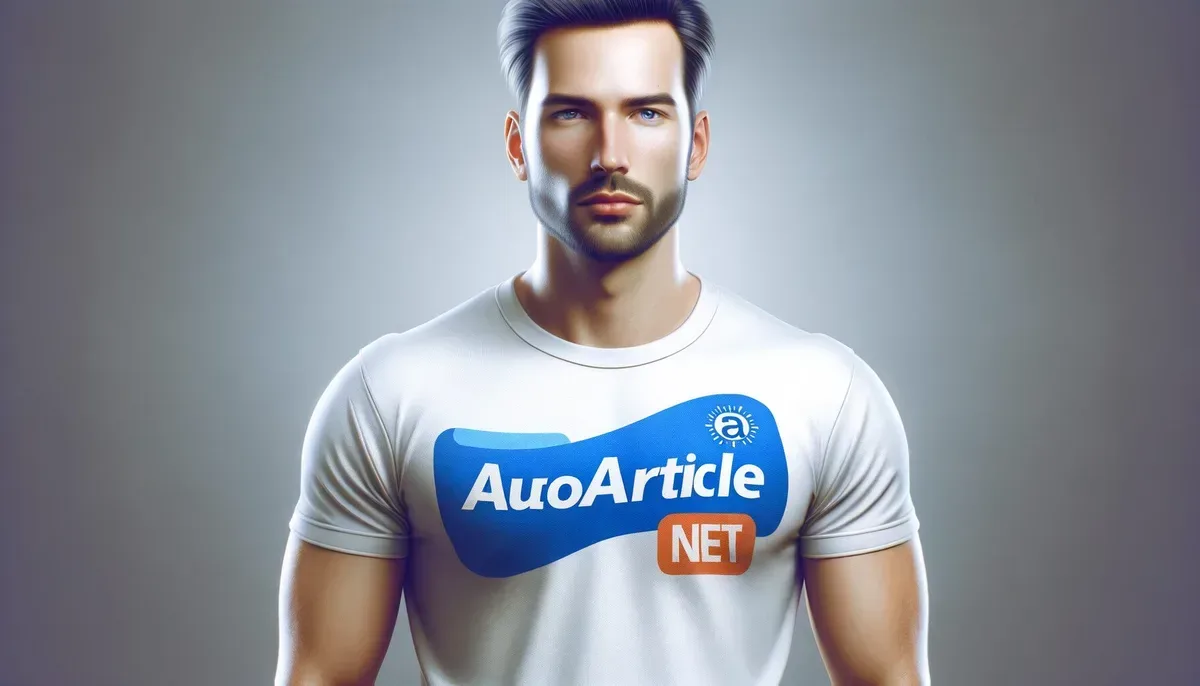 A photograph of a man wearing a white t-shirt featuring the word AutoArticle.net in blue, symbolising the integration of AI content technology in modern SEO practices.