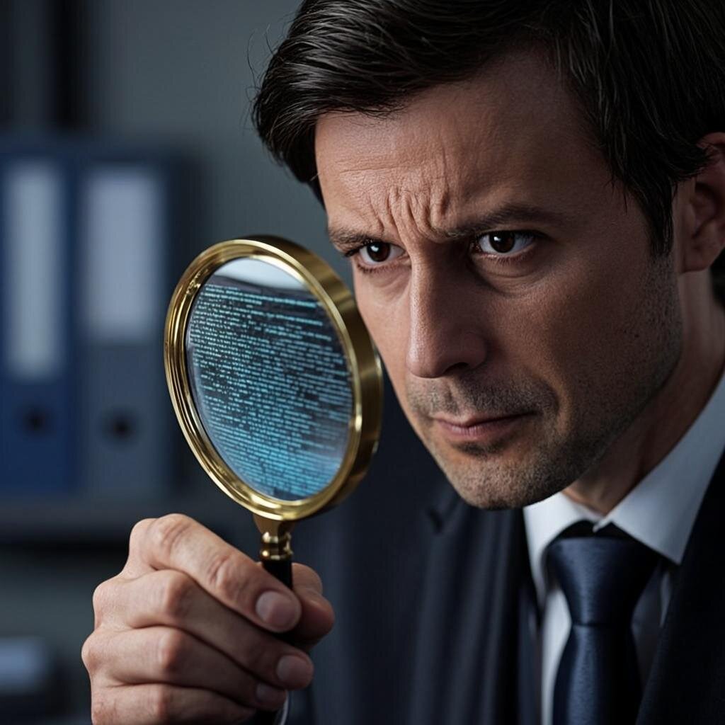 Content quality detective examining auto-generated blog posts